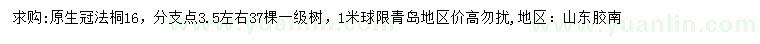 求購(gòu)16公分原生冠法桐