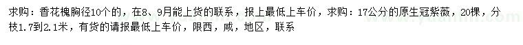 求購(gòu)胸徑10公分香花槐、17公分原生冠紫薇