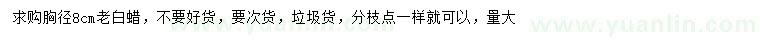 求購胸徑8公分老白蠟
