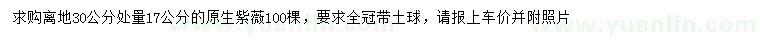 求購30公分量17公分原生紫薇