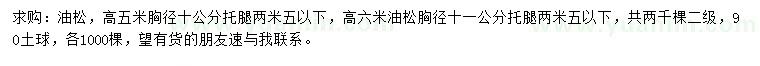 求購高5、6米油松