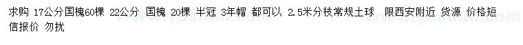 求購17、20公分國槐