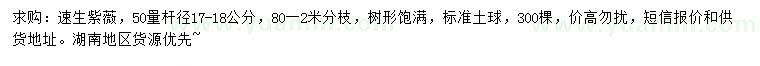 求購(gòu)50量桿徑17-18公分速生紫薇