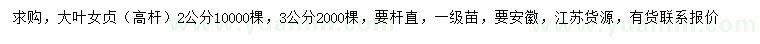 求購(gòu)2、3公分大葉女貞