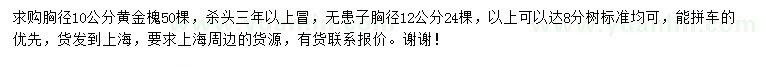 求購(gòu)胸徑10公分黃金槐、12公分無(wú)患子