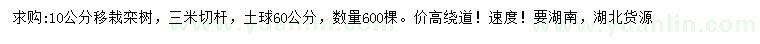 求購10公分移栽欒樹