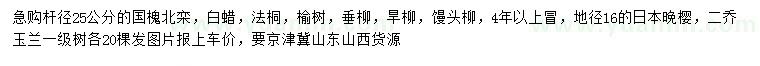 求購國槐、北欒、白蠟等