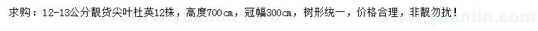 求購(gòu)12-13公分杜英