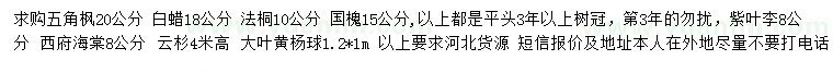 求購五角楓、白蠟、法桐等