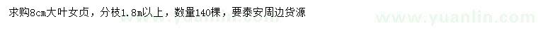 求購8公分大葉女貞