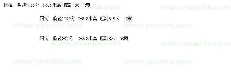 求購胸徑8、12、15公分國槐
