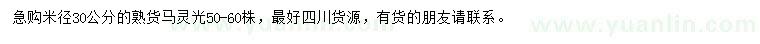 求購米徑30公分馬靈光