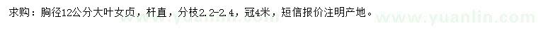 求購胸徑12公分大葉女貞