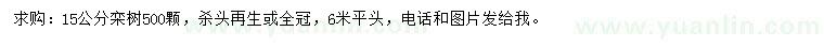 求購(gòu)15公分欒樹