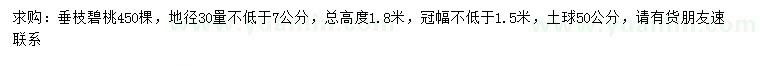 求購(gòu)地徑30量不低于7公分垂枝碧桃