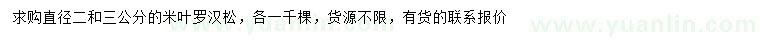 求購直徑2、3公分米葉羅漢松