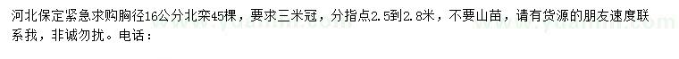 求購胸徑16公分北欒