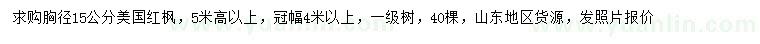 求購胸徑15公分美國紅楓
