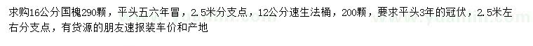 求購16公分國槐、12公分速生法桐