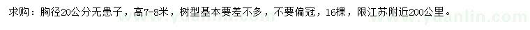 求購胸徑20公分無患子