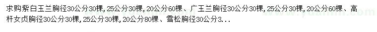 求購(gòu)紫白玉蘭、廣玉蘭、高桿女貞等