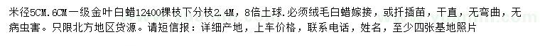 求購5-6公分金葉白蠟
