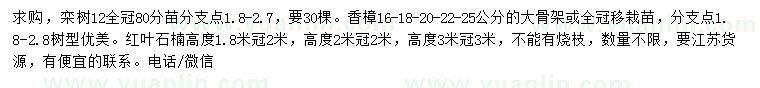 求購(gòu)欒樹(shù)、香樟、紅葉石楠