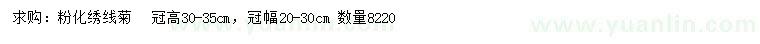 求購冠高30-35公分粉化繡線(xiàn)菊