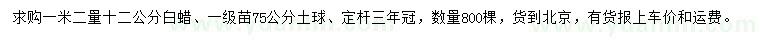 求購(gòu)1.2米量12公分白蠟