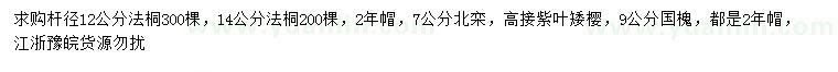 求購(gòu)法桐、北欒、高接紫葉矮櫻