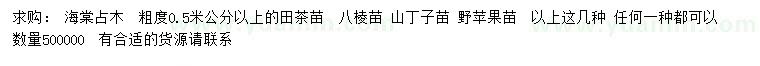 求購(gòu)海棠占木、八棱苗、山丁子苗等