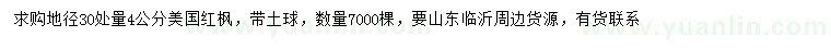 求購地徑30量4公分美國(guó)紅楓