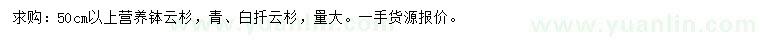 求購50公分以上云杉
