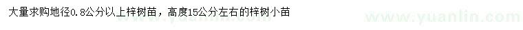 求購地徑0.8公分以上梓樹小苗