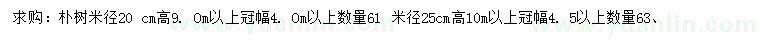 求購(gòu)米徑20、25公分樸樹(shù)