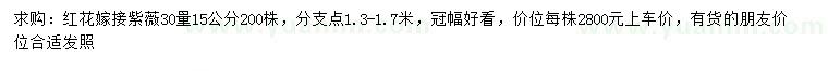 求購(gòu)30量15公分紅花嫁接紫薇