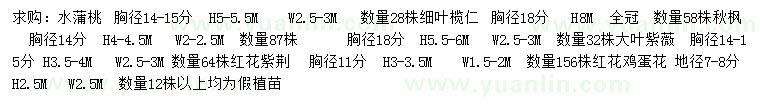 求購水蒲桃、細(xì)葉欖仁、秋楓等