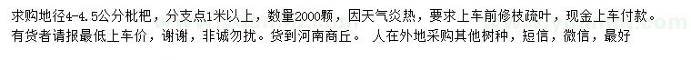 求購(gòu)地徑4-4.5公分枇杷