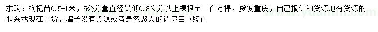 求購(gòu)5量0.8公分以上枸杞