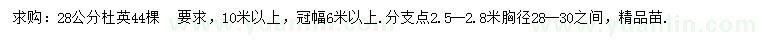 求購(gòu)28公分杜英