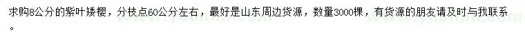 求購(gòu)8公分紫葉矮櫻