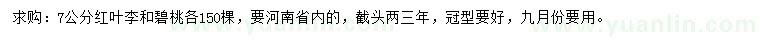 求購7公分紅葉李、碧桃