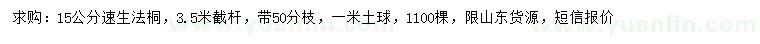 求購15公分速生法桐
