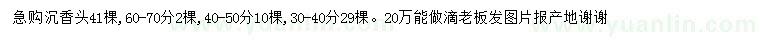 求購(gòu)30-40、40-50、60-70公分沉香頭