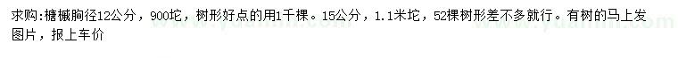 求購(gòu)胸徑12公分榶槭