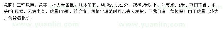 求購(gòu)胸徑25-30公分國(guó)槐