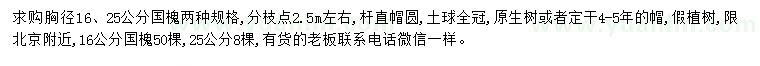 求購胸徑16、25公分國槐