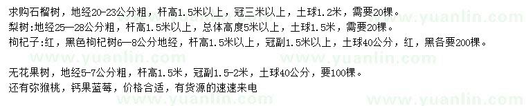 求購石榴樹、梨樹、枸杞等