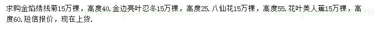 求購(gòu)金焰繡線菊、金邊亮葉忍冬、八仙花等