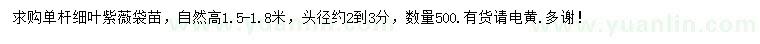 求購(gòu)高1.5-1.8米細(xì)葉紫薇袋苗